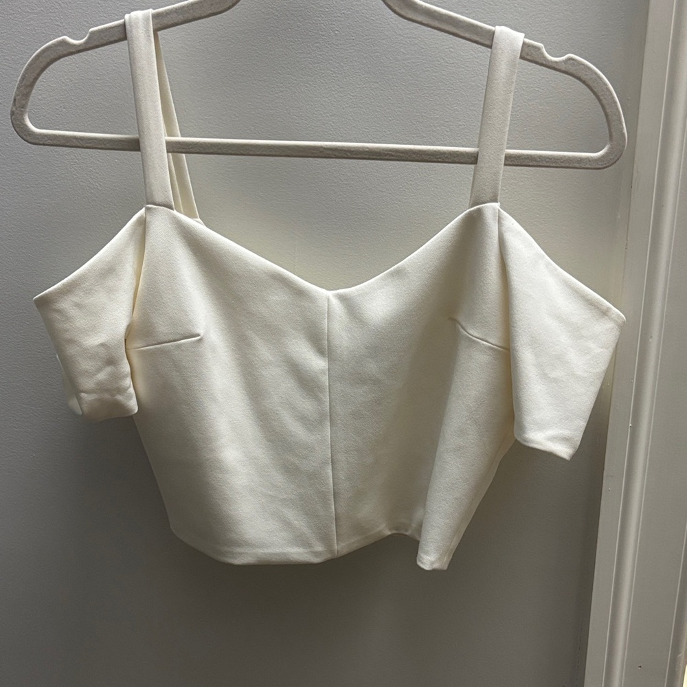 Topshop Cream Off-Shoulder Tank Top